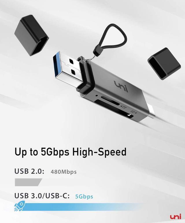 Alt view image 4 of 7 - SD Card Reader, uni USB C Memory Card Reader Adapter USB 3.0, Supports SD/Micro SD/SDHC/SDXC/MMC, Compatible for MacBook Pro, MacBook Air, iPad Pro 2018, Galaxy S20, Huawei Mate 30, and More