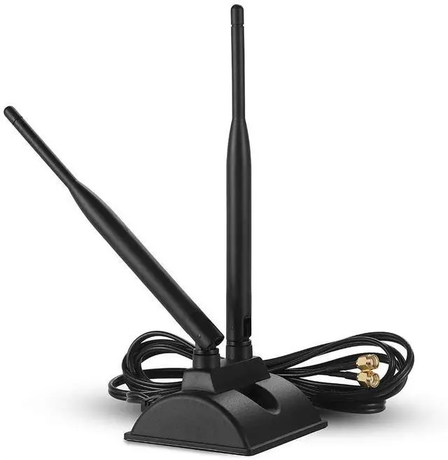 Alt view image 2 of 7 - Dual WiFi Antenna with Extension Cable 6.5Ft RP-SMA Male Connector 2.4GHz/5GHz Dual Band Antenna Magnetic Base for WiFi Wireless Router Mobile Hotspot Signal Enhancement