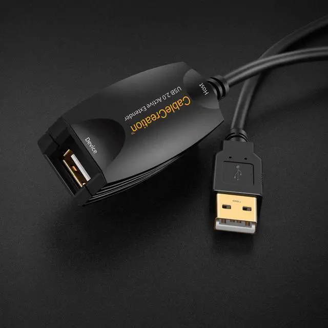 Alt view image 7 of 7 - CableCreation Active USB 2.0 Extension Cord (16.4 FT Long), USB A Male to A Female Repeater Cable for Oculus Rift, Printer, Scanner, Keyboard, Game Console, Security Camera, Black, 5 Meters