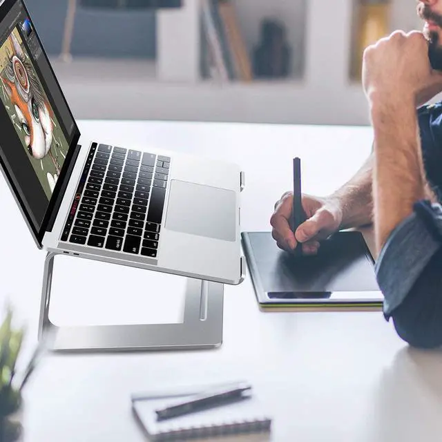 Alt view image 7 of 7 - Laptop Stand for Desk, Detachable Laptop Riser Notebook Holder Stand Ergonomic Aluminum Laptop Mount Computer Stand, Compatible with MacBook Air Pro, Dell XPS, Lenovo More 10-18" Laptops