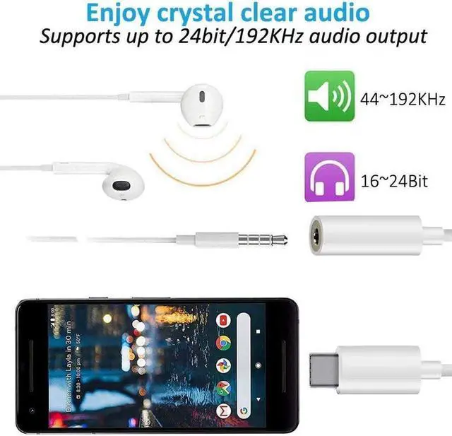 Alt view image 2 of 7 - Samsung Galaxy S23 Headphone Adapter USB C to AUX Mic Jack with PD 60W Fast Charging for Stereo Earphones Compatible with Samsung Galaxy S23 S22 S21 S21+ Google Pixel 6 5 4 3 XL
