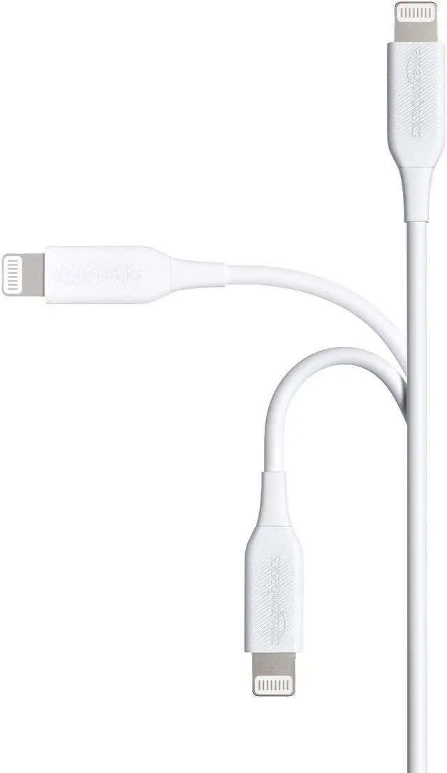 Alt view image 2 of 5 - Amazon Basics Lightning to USB Cable - MFi Certified Apple iPhone Charger White 6-Foot (2-Pack) (Durability Rated 4000 Bends)