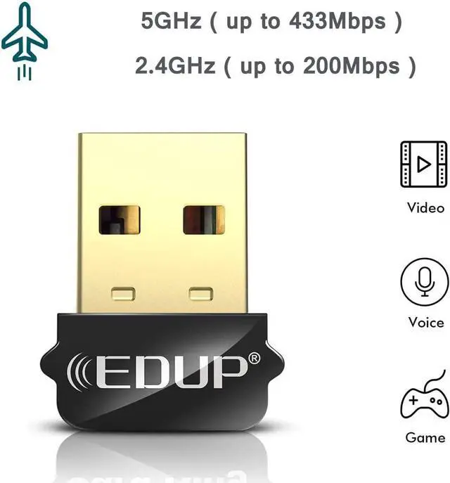 Alt view image 2 of 7 - EDUP  USB WiFi Adapter AC 650Mbps Nano Size Wireless Network Adapter for Desktop Laptop MacBook 2.4G/5.8GHz Wi-Fi Dongle Compatible with Windows 11/10/7/8/8.1/XP/Vista, Mac OS X 10.6-10.15
