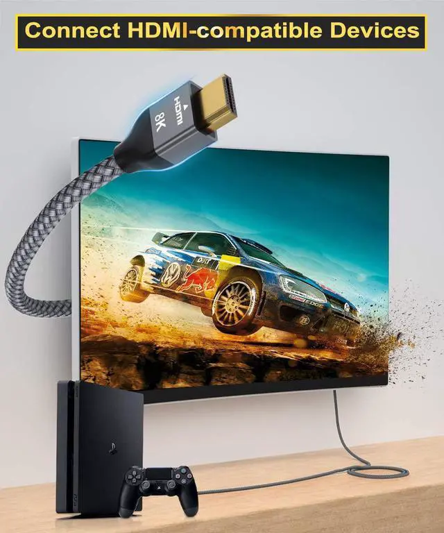 Alt view image 5 of 7 - 8K 60Hz HDMI Cable 10FT (2 Pack)48Gbps 7680P Ultra High Speed HDMI 2.1 Cord for Apple TVRokuSamsung QLEDSony LG PlaystationPS5PS4Xbox One Series XHDMI 2.0/4K 120Hz Compatible