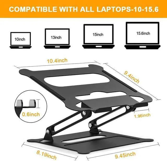 Alt view image 2 of 7 - Laptop Stand Ergonomic Detachable Computer Stand for Laptop Riser for Desk Portable Aluminum Laptop Stand Riser Holder Notebook Stand Compatible with Mac Notebook MacBook More 10-15.6Laptop