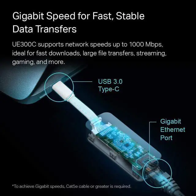Alt view image 2 of 7 - USB C to Ethernet Adapter(UE300C) RJ45 to USB C [Thunderbolt 3/4 Compatible] Type-C Gigabit Ethernet LAN Network Adapter Compatible with  MacBook Pro 2017-2023 MacBook Air and More