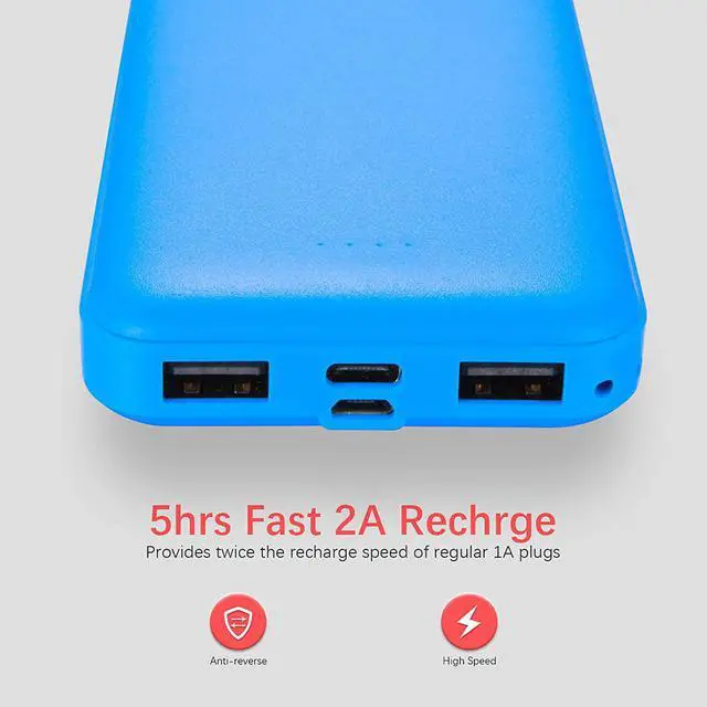 Alt view image 4 of 4 - 3-Pack Miady 10000mAh Dual USB Portable Charger, Fast Charging Power Bank with USB C Input, Backup Charger for iPhone X, Galaxy S9, Pixel 3 and etc (Red, Blue & Black)