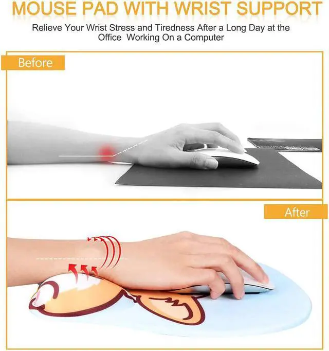 Alt view image 2 of 7 - Ergonomic Mouse Pad with Wrist Support Non-Slip Backing Corgi Anime Cute Gel Mouse Pad Wrist Rest Easy-Typing and Pain Relief for Gaming Office Computer Laptop(Blue Cute Corgi)