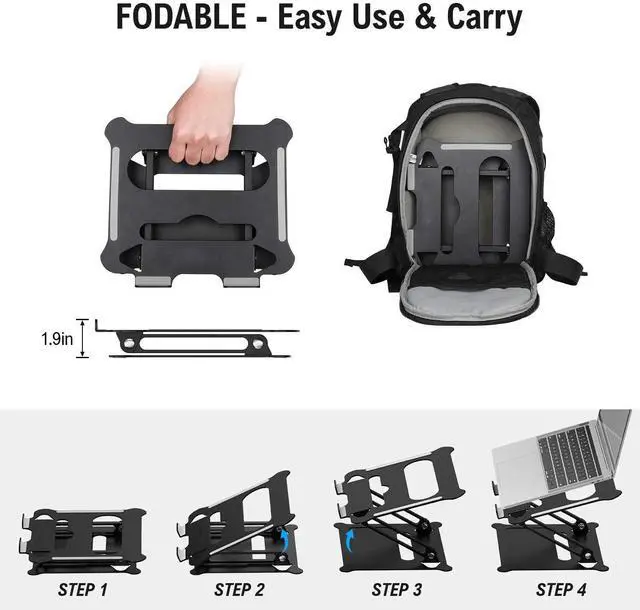 Alt view image 5 of 7 - Laptop Stand Ergonomic Detachable Computer Stand for Laptop Riser for Desk Portable Aluminum Laptop Stand Riser Holder Notebook Stand Compatible with Mac Notebook MacBook More 10-15.6Laptop