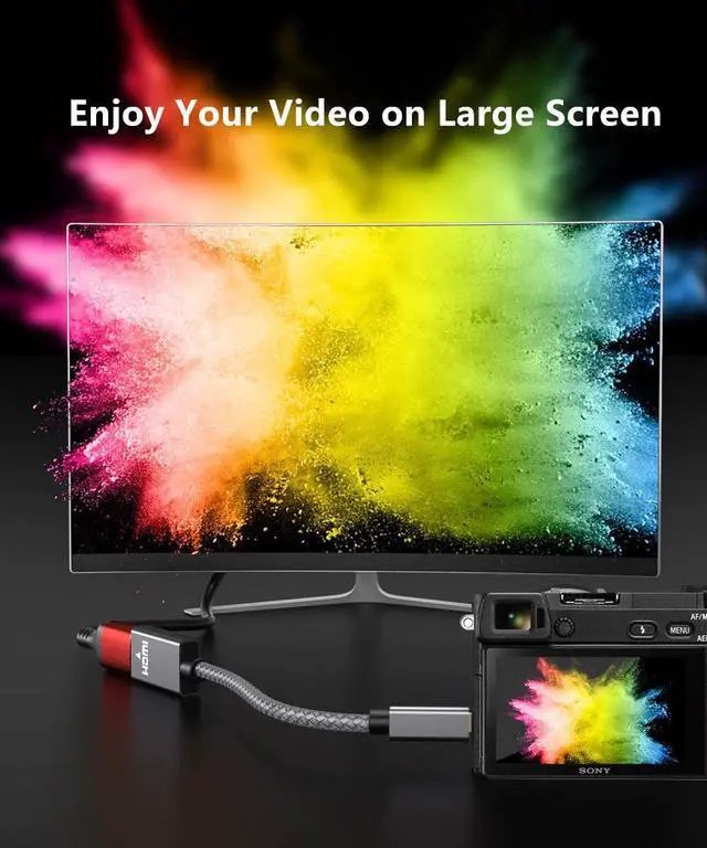 Alt view image 7 of 7 - Mini HDMI Male to HDMI Female Cable Adapter,4K/60Hz 0.67 FT High Speed Standard Type C HDMI 2.0 Connector for DSLR Camera,Camcorder,Graphics Video Card,Laptop,Pico Projector,Raspberry Pi Zero W