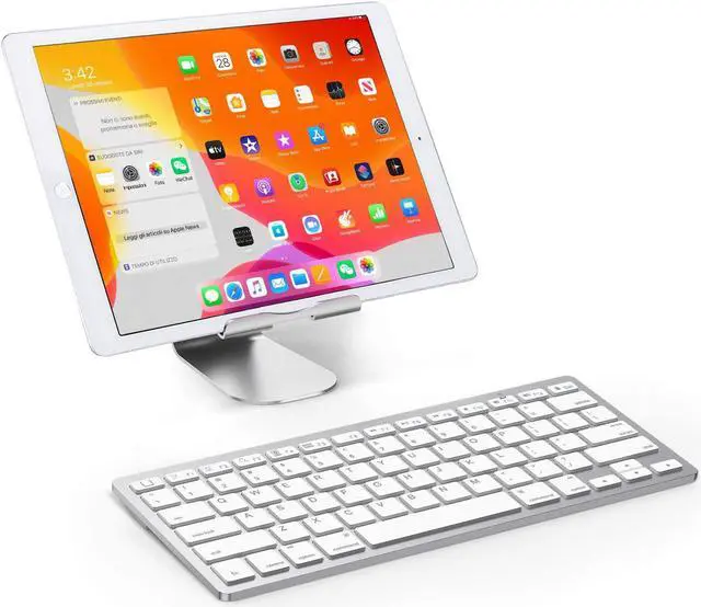 Alt view image 2 of 7 - OMOTON Ultra-Slim Bluetooth Keyboard for iPad 10.2(10th/ 9th/ 8th Generation)/ 9.7, iPad Air 5th / 4th Generation, iPad Pro 11/12.9, iPad Mini, and More Bluetooth Enabled Devices, White