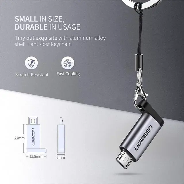 Alt view image 7 of 7 - UGREEN USB C to Micro USB Adapter Type C Female to Micro B Male Charger Connector Converter Compatible for Galaxy S7 S6 S5 Edge, J3 Prime, Redmi Note 5 Pro, Mi A2 Lite, PS4, Xbox One Controller, 2Pack