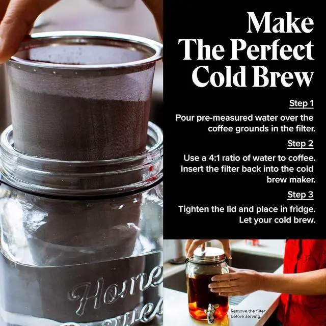 Alt view image 6 of 6 - Willow & Everett Cold Brew Coffee & Iced-Tea Maker Pitcher, 2 L Glass Dispenser w/Metal Spigot & Mesh Filter Iced Coffee & Sun Tea Brewing System