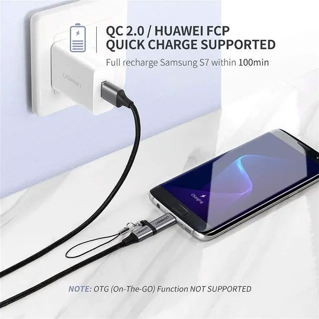 Alt view image 3 of 7 - UGREEN USB C to Micro USB Adapter Type C Female to Micro B Male Charger Connector Converter Compatible for Galaxy S7 S6 S5 Edge, J3 Prime, Redmi Note 5 Pro, Mi A2 Lite, PS4, Xbox One Controller, 2Pack