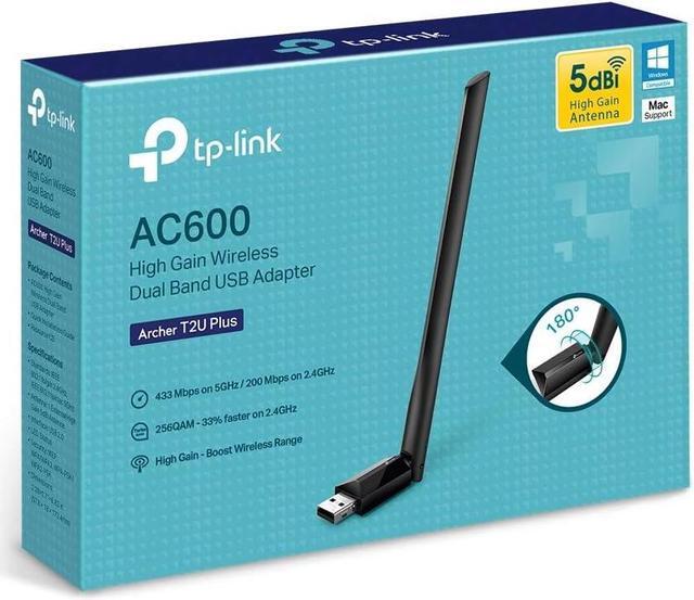 Alt view image 6 of 6 - AC600 USB WiFi Adapter for PC (Archer T2U Plus)- Wireless Network Adapter for Desktop with 2.4GHz 5GHz High Gain Dual Band 5dBi Antenna Supports Win11/10/8.1/8/7/XP Mac OS 10.9-10.14