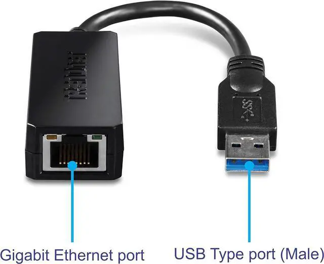 Alt view image 4 of 6 - TRENDnet USB 3.0 to Gigabit Ethernet Adapter, Full Duplex 2Gbps Ethernet Speeds, Up to 1Gbps, USB to Gigabit Ethernet Adapter, USB-A, Windows & Mac Compatible, USB Powered, Black, TU3-ETG