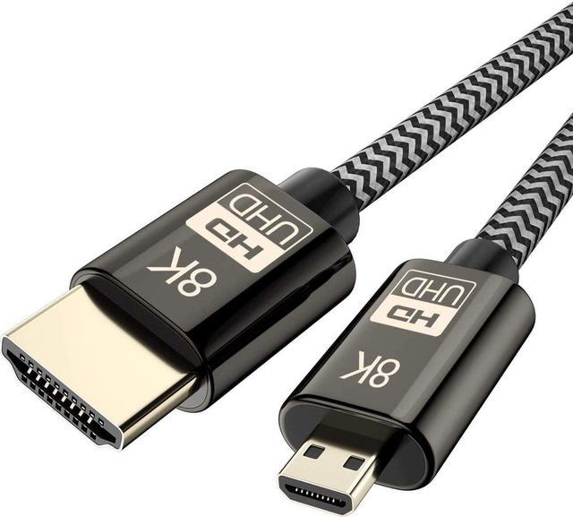 CABLEDECONN Micro HDMI to HDMI 2.1 8K Cable High Speed 8K@60Hz 4K