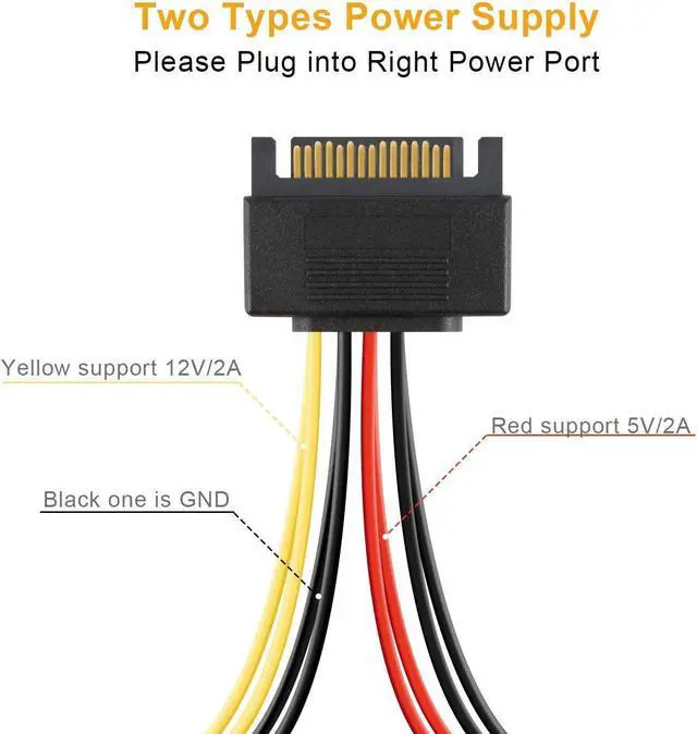 Alt view image 3 of 7 - SATA Power Cable, CableCreation [2-Pack] 6-Inch SATA 15 Pin Male to 2xSATA 15 Pin Down Angle Female Power Splitter Cable