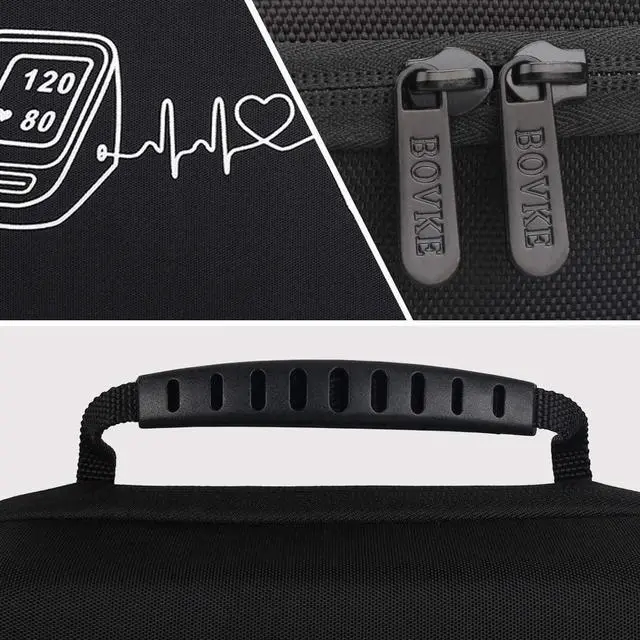 Alt view image 2 of 6 - BOVKE Hard Carrying Case for OMRON Platinum BP5465 BP5450 / OMRON Gold BP5360 BP5350 Upper Arm Blood Pressure Monitor, Extra Room fits Upper Arm Cuff and AC Adapter, Black+Black (NOT for BP7450)