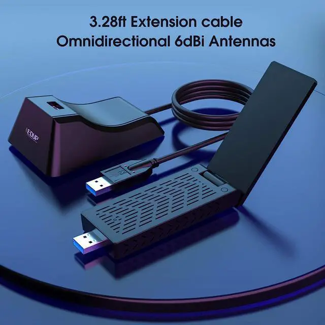 Alt view image 4 of 7 - EDUP  USB 3.0 WiFi Adapter AC1900Mbps 5.8Ghz/2.4Ghz 6dBi Antennas Wireless Network Adapter Wi-Fi Dongle for Laptop Desktop PC Supports Windows 10/7/8/8.1/XP Mac OS X 10.6-10.15.4