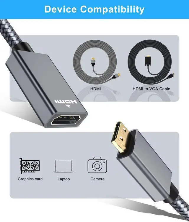 Alt view image 6 of 7 - Mini HDMI Male to HDMI Female Cable Adapter,4K/60Hz 0.67 FT High Speed Standard Type C HDMI 2.0 Connector for DSLR Camera,Camcorder,Graphics Video Card,Laptop,Pico Projector,Raspberry Pi Zero W