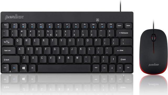 Main image of Perixx Periduo-212 Wired Mini Keyboard and Mouse Set, USB Connection, Black, US English Layout (11486)