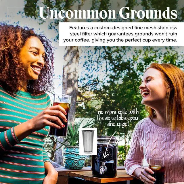 Alt view image 3 of 6 - Willow & Everett Cold Brew Coffee & Iced-Tea Maker Pitcher, 2 L Glass Dispenser w/Metal Spigot & Mesh Filter Iced Coffee & Sun Tea Brewing System