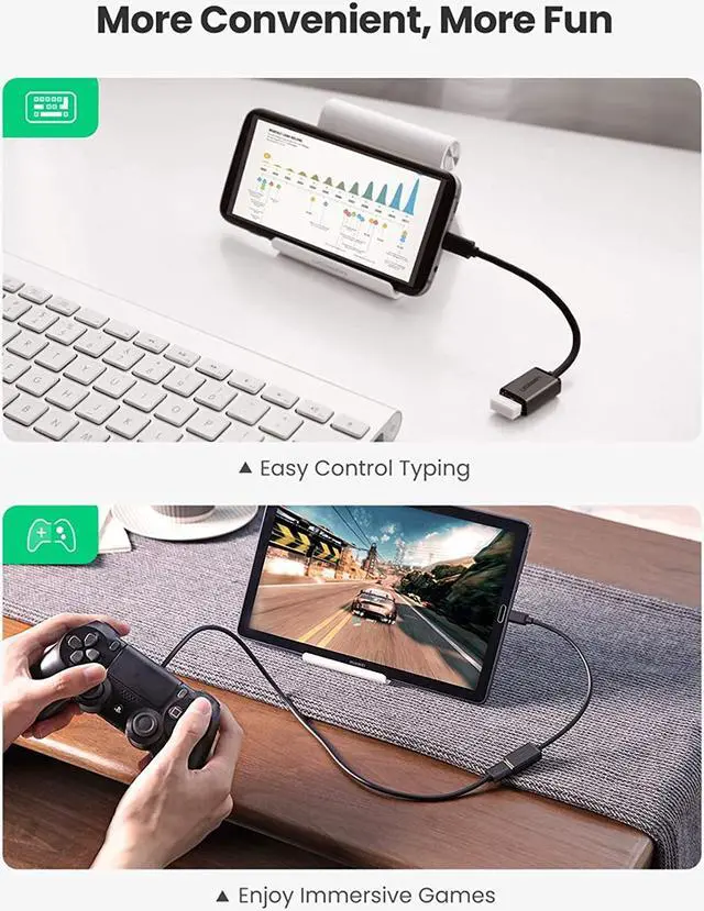 Alt view image 4 of 7 - Micro USB 2.0 OTG Cable On The Go Adapter Male Micro USB to Female USB Compatible with  Phone S7 S6 Edge S4 S3 LG G4 Controller Android Windows Smartphone Tablets 4 Inch Black