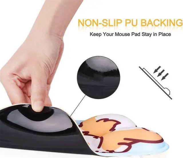 Alt view image 5 of 7 - Ergonomic Mouse Pad with Wrist Support Non-Slip Backing Corgi Anime Cute Gel Mouse Pad Wrist Rest Easy-Typing and Pain Relief for Gaming Office Computer Laptop(Blue Cute Corgi)
