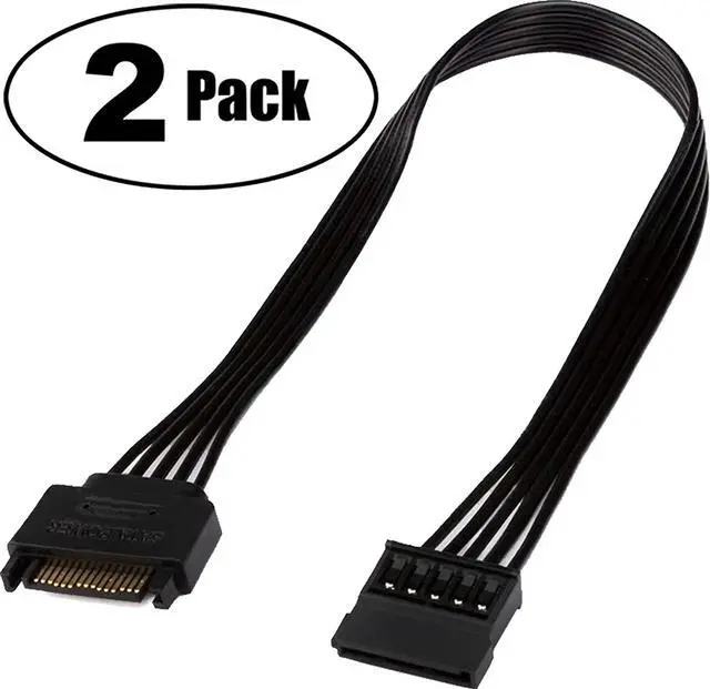 Alt view image 3 of 6 - SATA Power Extension CableTeamProfitcom 15 Pin SATA Male to Female Extender Power Cable Adapter for Hard Drive Disk HDD SSD (2 Pack) 24 Inches