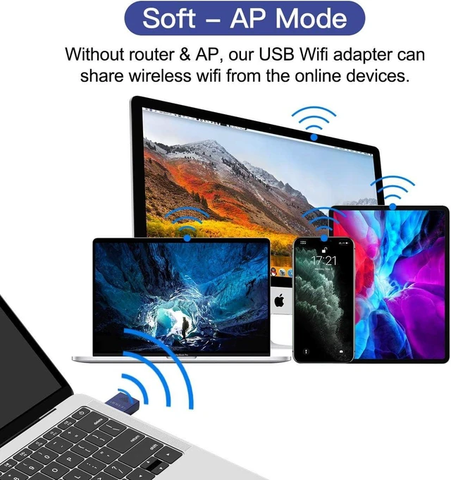 Alt view image 5 of 6 - USB Bluetooth WiFi Adapter for PC, Bluetooth 4.0 Adapter | Wireless Nano USB Network Adapter 2.4Ghz 150Mbps, Only Compatible with Windows 11/10/7/8/8.1