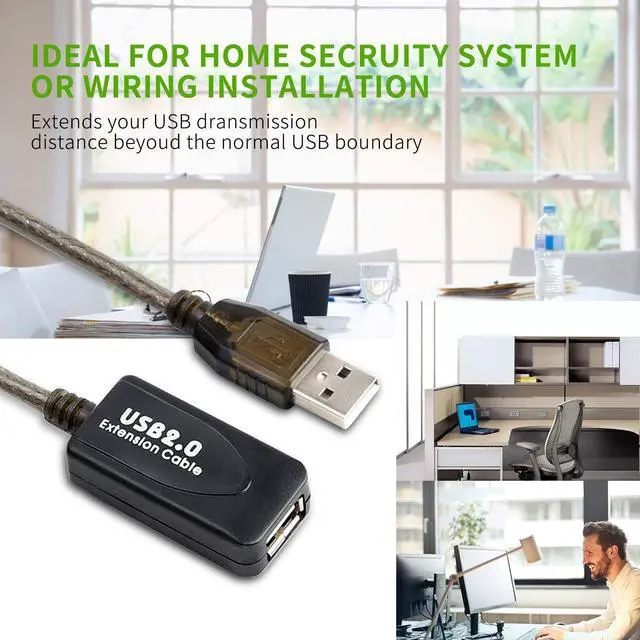 Alt view image 6 of 7 - LDKCOK USB 2.0 Type A Male to A Female Active Repeater Extension Cable 100ft High Speed 480 Mbps