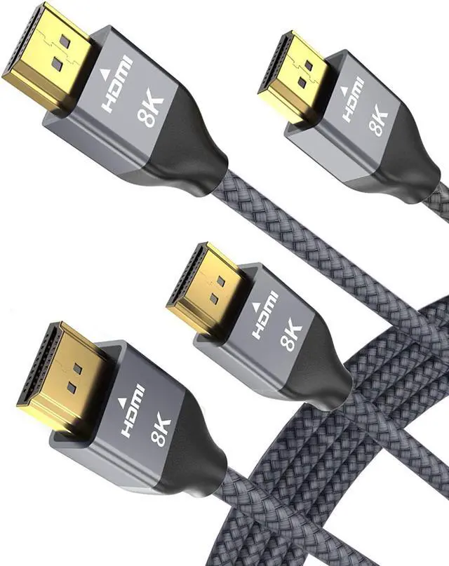 Main image of 8K 60Hz HDMI Cable 10FT (2 Pack)48Gbps 7680P Ultra High Speed HDMI 2.1 Cord for Apple TVRokuSamsung QLEDSony LG PlaystationPS5PS4Xbox One Series XHDMI 2.0/4K 120Hz Compatible