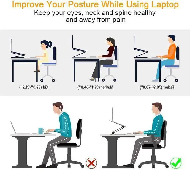 Alt view image 3 of 7 - Laptop Stand Ergonomic Detachable Computer Stand for Laptop Riser for Desk Portable Aluminum Laptop Stand Riser Holder Notebook Stand Compatible with Mac Notebook MacBook More 10-15.6Laptop