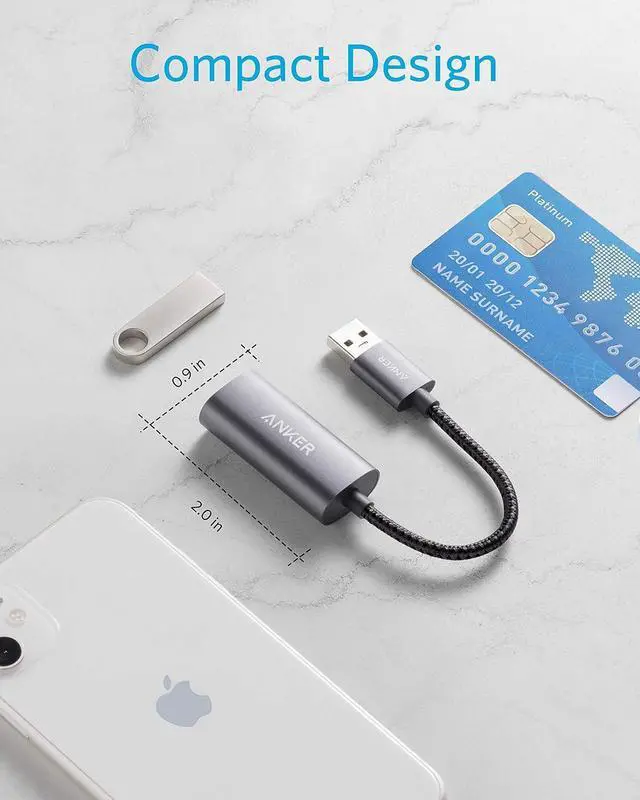 Alt view image 6 of 7 - USB 3.0 to Ethernet Adapter, PowerExpand USB 3.0 to Gigabit Ethernet Adapter, Aluminum Portable USB-A Adapter Compatible for MacBook Pro 2015, MacBook Air 2017, and More