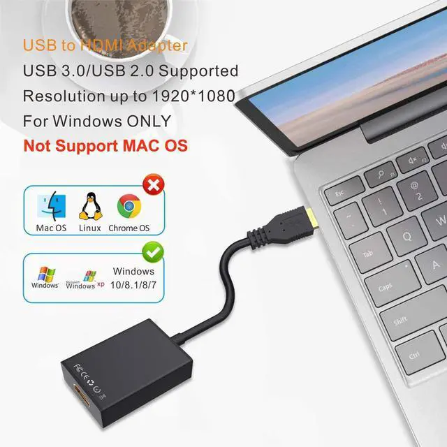 Alt view image 3 of 7 - USB to HDMI AdapterABLEWE USB 3.0/2.0 to HDMI 1080P Video Graphics Cable Converter with Audio for PC Laptop Projector HDTV Compatible with Windows XP 7/8/8.1/10[Mac OS not Supported]