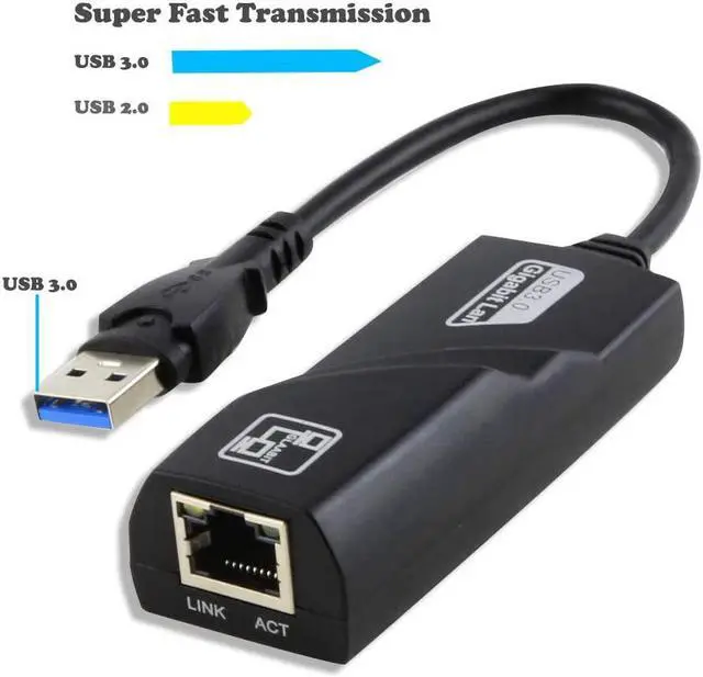 Alt view image 3 of 6 - USB to Ethernet Adapter 3.0 adds Network connectivity to Computer with USB 3.0 Port 10/100/1000 Gigabit LAN Wire Network Converter for Windows MacBook iMac Pro Chromebook PC