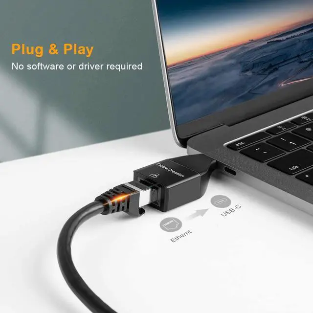 Alt view image 2 of 7 - USB C Ethernet Adapter 1000Mbps, CableCreation USB-C to Ethernet Adapter Type C Network Converter Compatible for MacBook, MacBook Pro/Air 2020 2018, Dell XPS 13/15, Galaxy S10/S20