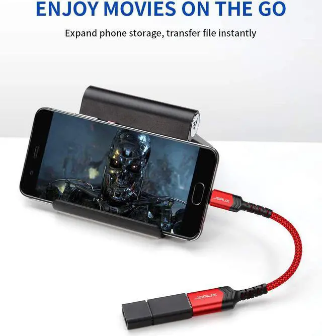 Alt view image 6 of 7 - USB C to USB Adapter [2 Pack] Type C 3.0 OTG Cable On The Go Type C Male to USB A Female Adapter Compatible with MacBook iPhone 16 Pro Max/16 Plus/16e/15  Galaxy S25/S24/S23-Red