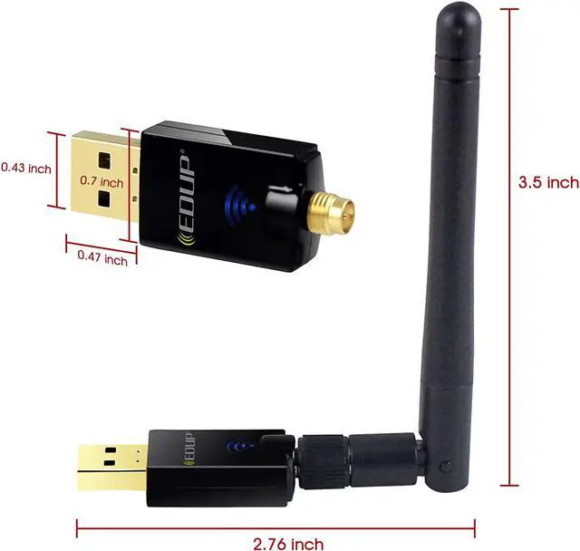 Alt view image 2 of 7 - USB WiFi Adapter AC600Mbps with Wi-Fi Antenna for Laptop Desktop PC,Dual Band 5.8G/2.4Ghz Wireless Network Adapters Compatible OS with Windows XP/Vista/ 7/ 8.1 /8 /10 / and Mac Os X 10.6 -10.15