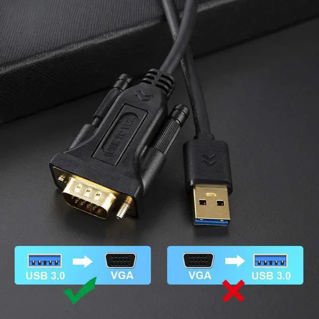 Alt view image 2 of 7 - USB 3.0 to VGA Cable 6.6 Feet, CableCreation USB to VGA 15 Pin Adapter 1080P @ 60Hz, with Built-in Driver, Only Support Windows 10 / 8.1/ 8 / 7 (NO XP / Vista / Mac OS X ), 2M /Black