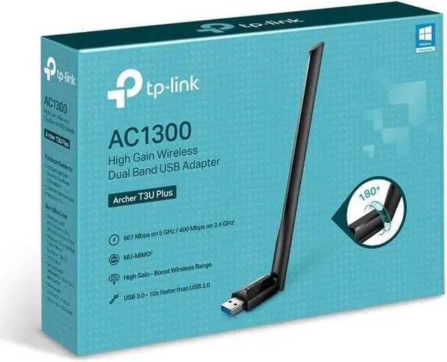 Alt view image 7 of 7 - USB WiFi Adapter for Desktop PC AC1300 USB 3.0 Wireless Dual Band Network Adapter with High Gain Antenna(Archer T3U Plus) MU-MIMO Windows 11/10/8.1/8/7/XP Mac OS 10.9-10.15