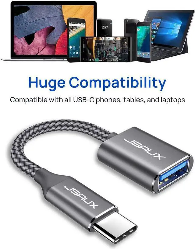 Alt view image 7 of 7 - USB C to USB Adapter [2 Pack] USB Type C Male to USB 3.0 Female OTG Cable Thunderbolt3 to USB Adapter Compatible with MacBook Pro/Air 2019 2018 2017 Samsung Galaxy S23 S23+ Ultra Note 10 S9 S8