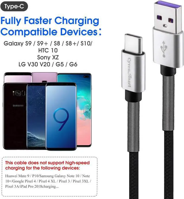 Alt view image 6 of 7 - CyvenSmart USB Type C Cable 10ft [2 Pack] USB A 2.0 to USB-C Fast Charger Extra Long Durable TPE Cord Compatible with Samsung Galaxy A10/A20/A51/S10/S9/S8 Plus/Note 9/8LG V50 V40 G8 G7 Thinq Moto Z