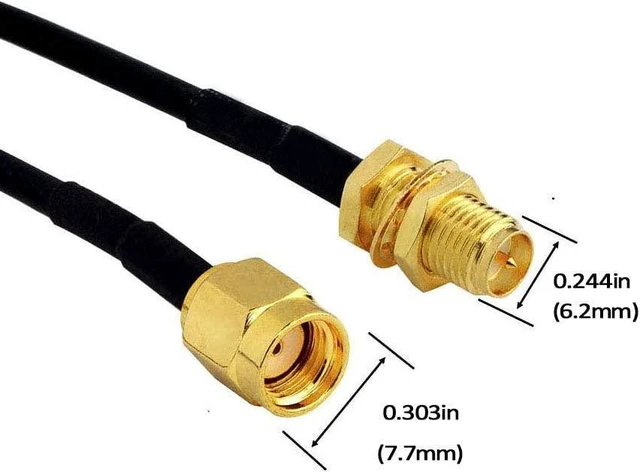 Alt view image 3 of 4 - 2Pack 33ft WiFi Antenna Extension Cable RP-SMA Male to Female Connector for Wireless LAN Router Bridge Wireless Network Card Security IP Camera