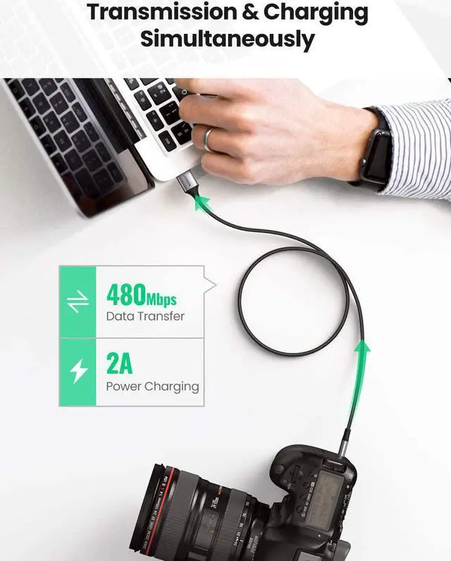 Alt view image 3 of 7 - UGREEN Mini USB Cable USB 2.0 Type A to Mini B Cable Nylon Braided Charging Cord Compatible for GoPro Hero 3+ Hero HD PS3 Controller MP3 Player Dash Cam Digital Camera GPS Receiver PDA 6FT