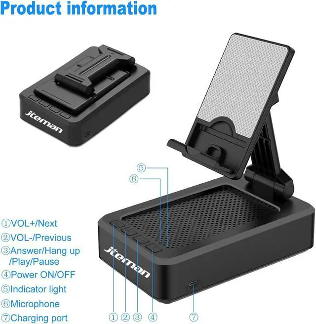Alt view image 4 of 6 - Cell Phone Stand with Wireless Bluetooth Speaker and Anti-Slip Base HD Surround Sound Perfect for Home and Outdoors with Bluetooth Speaker for Desk Compatible with iPhone/ipd/Samsung Galaxy