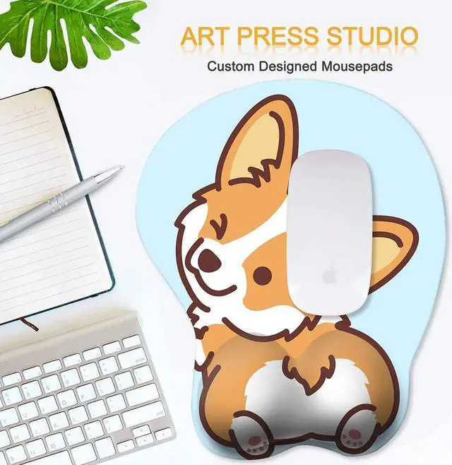 Alt view image 6 of 7 - Ergonomic Mouse Pad with Wrist Support Non-Slip Backing Corgi Anime Cute Gel Mouse Pad Wrist Rest Easy-Typing and Pain Relief for Gaming Office Computer Laptop(Blue Cute Corgi)