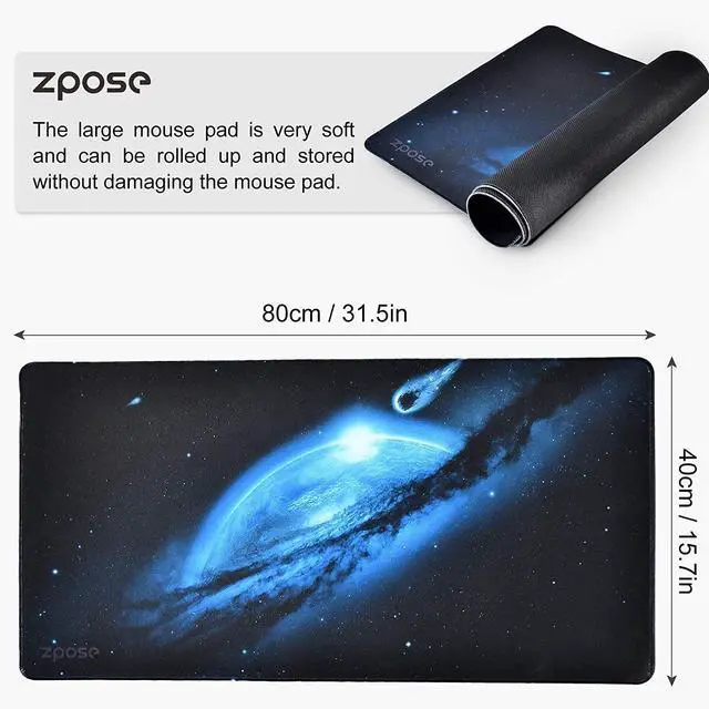 Alt view image 5 of 7 - Large Mouse Pad, Zpose Mouse Pad Gaming, XXL Large Mouse Pad 31.5 x 15.75In, Large Extended Gaming Keyboard Mouse Pad, Large Gaming Mouse Pad with Nonslip Base, Desk Pad Keyboard Mat for Gamer (TK)