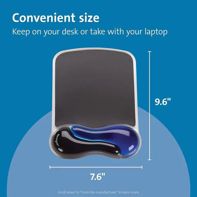 Alt view image 2 of 6 - Duo Gel Mouse Pad with Wrist Rest Ergonomic Wrist Support for Pain Relief Comfortable Non-Skid Gel Pad for Computer Laptop Office & Home 9.6 x 7.6 Blue K62401AM